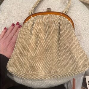 Vintage Cream Beaded Handbag